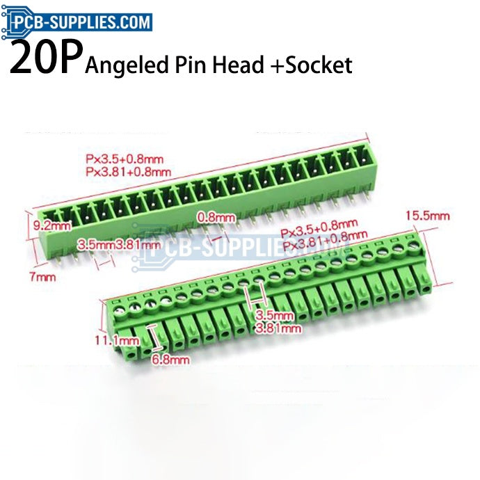 Angled Pin Header + Socket Connector Terminal 2-24P Available