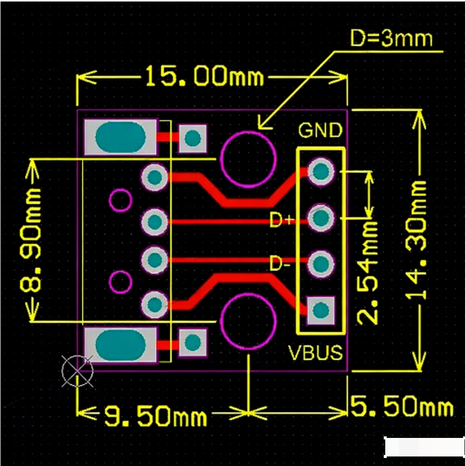 USB Male to DIP 2.54mm Straight Header Adapter
