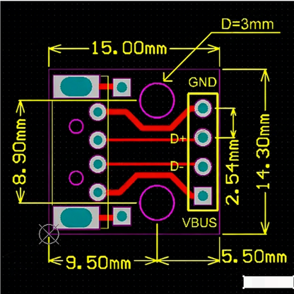 USB Male to DIP 2.54mm Straight Header Adapter